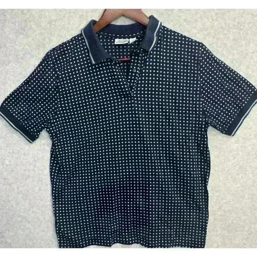 Vintage Tail Golf Collared Polo Shirt Navy Blue Polka Dot Print Sz M EUC‎
